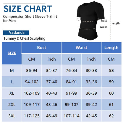 Mens Slimming Compression Shirt Body Shaper V-Neck Undershirt Shirts Workout Abs Abdomen Tummy Control Shapewear Tops