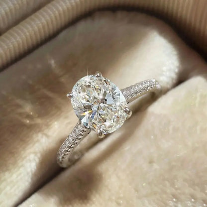 925 Sterling Silve 1-8CT Zircon Gorgeous Shiny Oval Stone Ring For Women Engagement Wedding Luxury High Quality Fine Jewelry