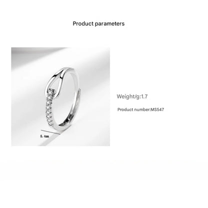 925 Sterling Silver High-End Full Diamond Hollow Design Horseshoe-Shaped Zircon Ring Personalized High-Quality Women's Ring
