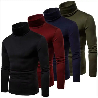 Winter Mens Turtleneck Sweaters Casual Thermal Long Sleeve Slim Fit Pullovers Stretch Basic Tops Sweatshirt Jumper Autumn TShirt