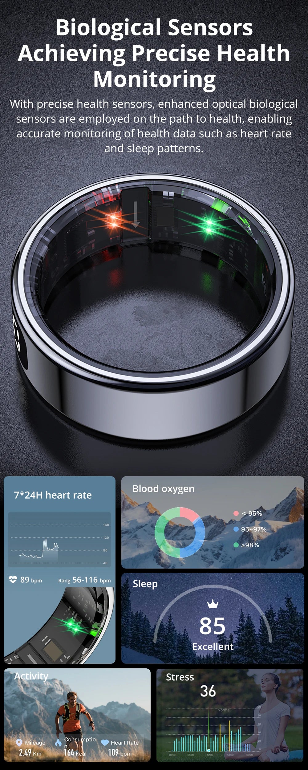 2025 COLMI R12 Smart Ring with Display Screen and Touch, Wireless Charging, Health Manager, 5 ATM Waterproof For Men Women