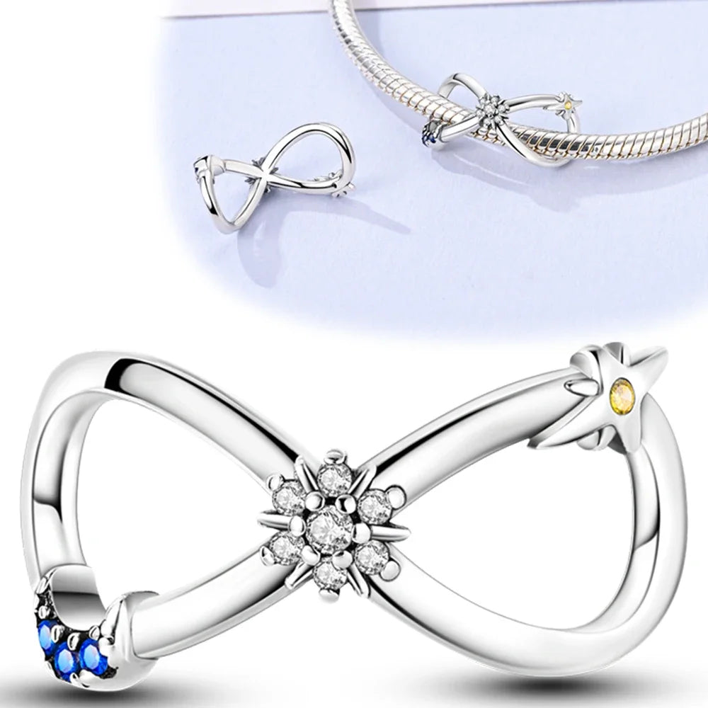 Silver 925 Colour Sunflower Eternity String Jewelery Fit Pandora Beads Original Bracelet Fine Jewelry Making for Women