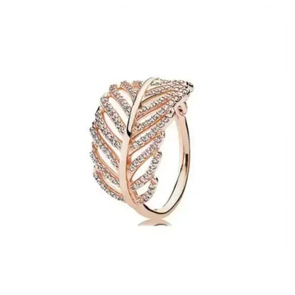 Hot selling 925 sterling silver rose gold ring high-quality luxury sparkling crystal ring women's jewelry exquisite holiday gift