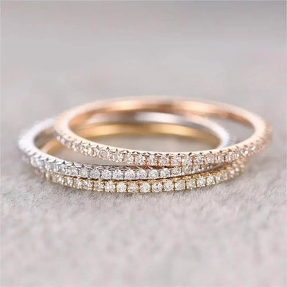 1/3PCS Thin Dainty Stackable Ring Mariasz Minimalist Full Eternity Band Cubic Zirconia Gold Color Plated Pave Rings for Women