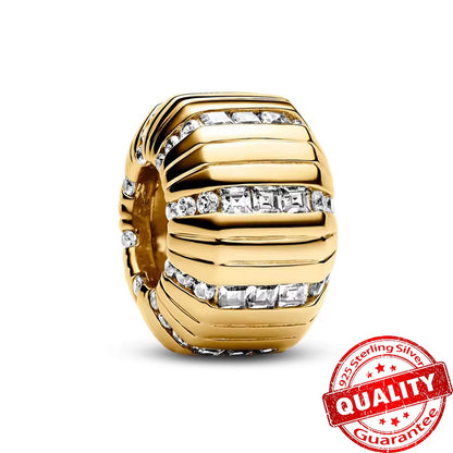 Gold Series 925 Sterling Silver Firefly Leopard Seahorse Crystal Ball Flower Charm Fit DIY Bracelet Necklace Boutique Party Gift