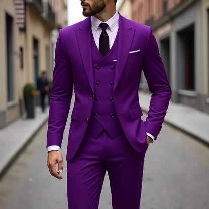Classic Wedding Tuxedos Slim Fit Bridegroom For Men 3 Pieces Groomsmen Suit Male Formal Business Men Suits(Jacket+Vest+Pants）