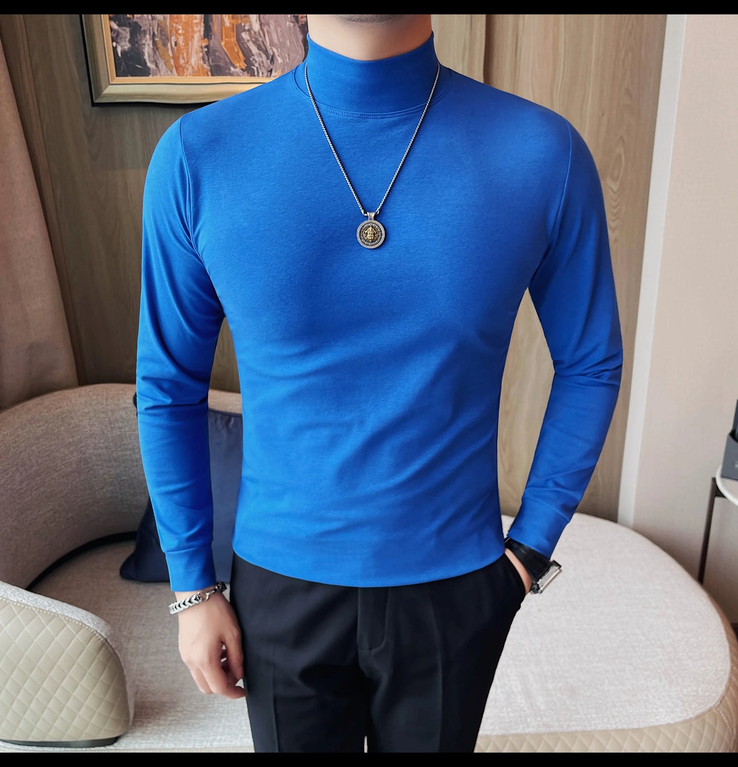 Men's T Shirts Autumn Winter New Turtleneck Long Sleeve T-Shirts For Men Clothing 2025 Slim Fit Casual Basic Tee Shirt Homme 5XL