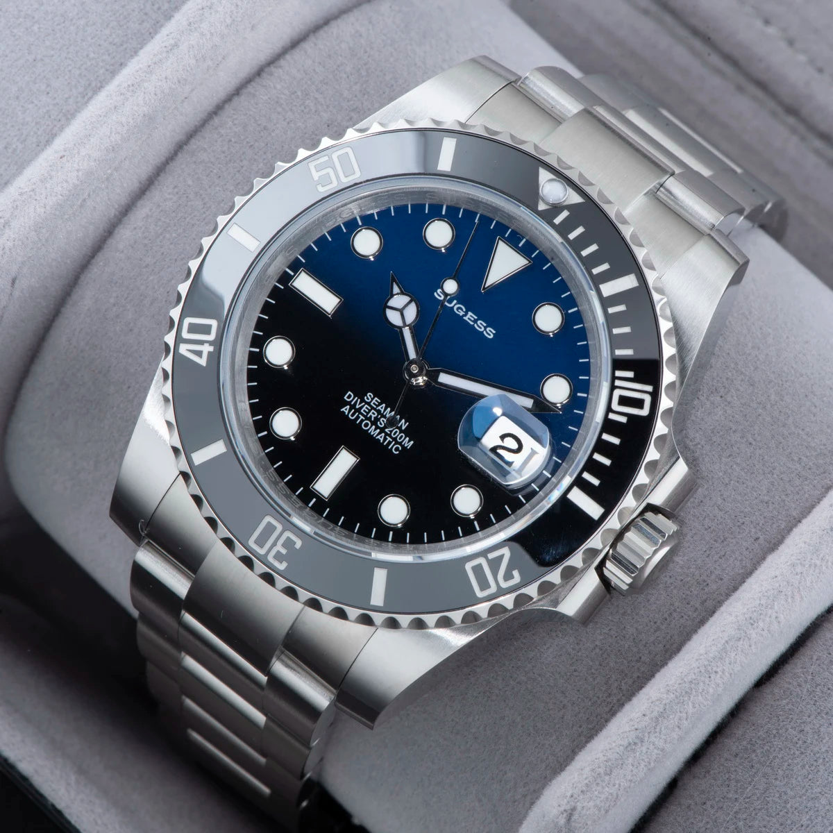 Sugess Watch of Men Diver NH35 Automatic Mechanical Wristwatch Date Sapphire Crystal Luminous Ceramic Bezel Waterproof 200M 2022