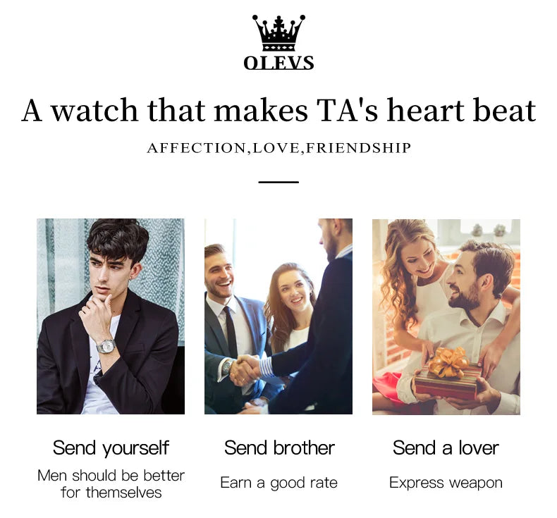 OLEVS Men's Watches Top Brand Luxury Watch for Men Original Waterproof Stainless Steel Chronograph Moon Phase Date Rota Dial