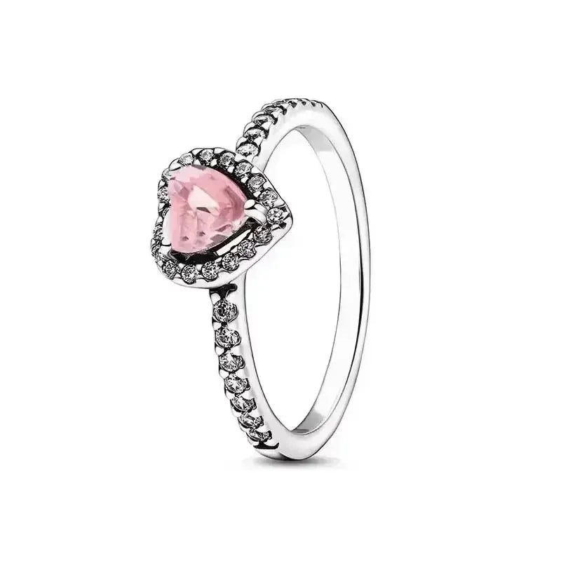 Hot selling 925 chapter pure silver heart-shaped ring, exquisite sparkling crystal charm ring, women's earth jewelry gift