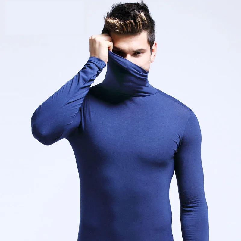Winter Mens Turtleneck Sweaters Casual Thermal Long Sleeve Slim Fit Pullovers Stretch Basic Tops Sweatshirt Jumper Autumn TShirt