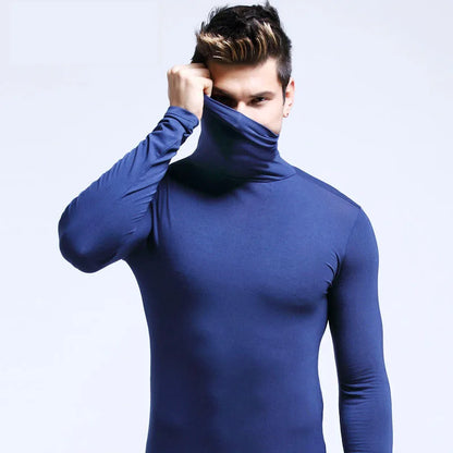 Winter Mens Turtleneck Sweaters Casual Thermal Long Sleeve Slim Fit Pullovers Stretch Basic Tops Sweatshirt Jumper Autumn TShirt