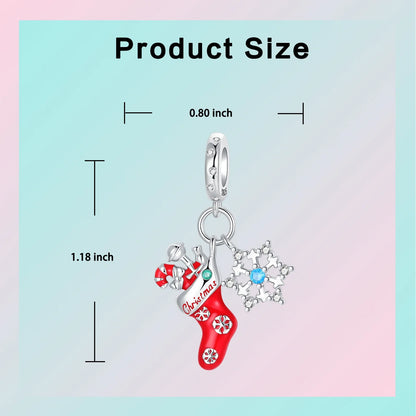 Original 925 Sterling Silver Christmas Charms Santa Claus Reindeer Snowflake Beads Fit Necklace Bracelets DIY Gifts Fine Jewelry