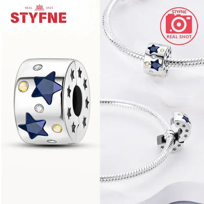 Real Silver 925 Clip Charms Heart Beads Stopper Safety Chain for Original Bracelet Making Fine Jewelry Gifts for Women Diy