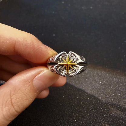 Retro Polaris North Star Adjustable Open Ring For Men Punk Gothic Edgy Copper Jewelry Unisex Accessories Good Fortune Love Gift