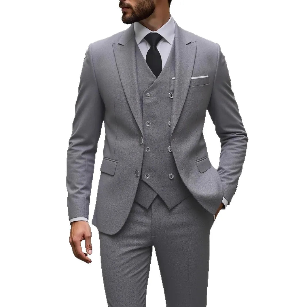 Classic Wedding Tuxedos Slim Fit Bridegroom For Men 3 Pieces Groomsmen Suit Male Formal Business Men Suits(Jacket+Vest+Pants）