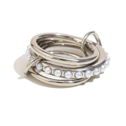 Multi-layer Stackable Finger Rings Shiny Cubic Zirconia Link Ring 18K Gold Plated Stainless Steel High Quality Jewelry Accessory