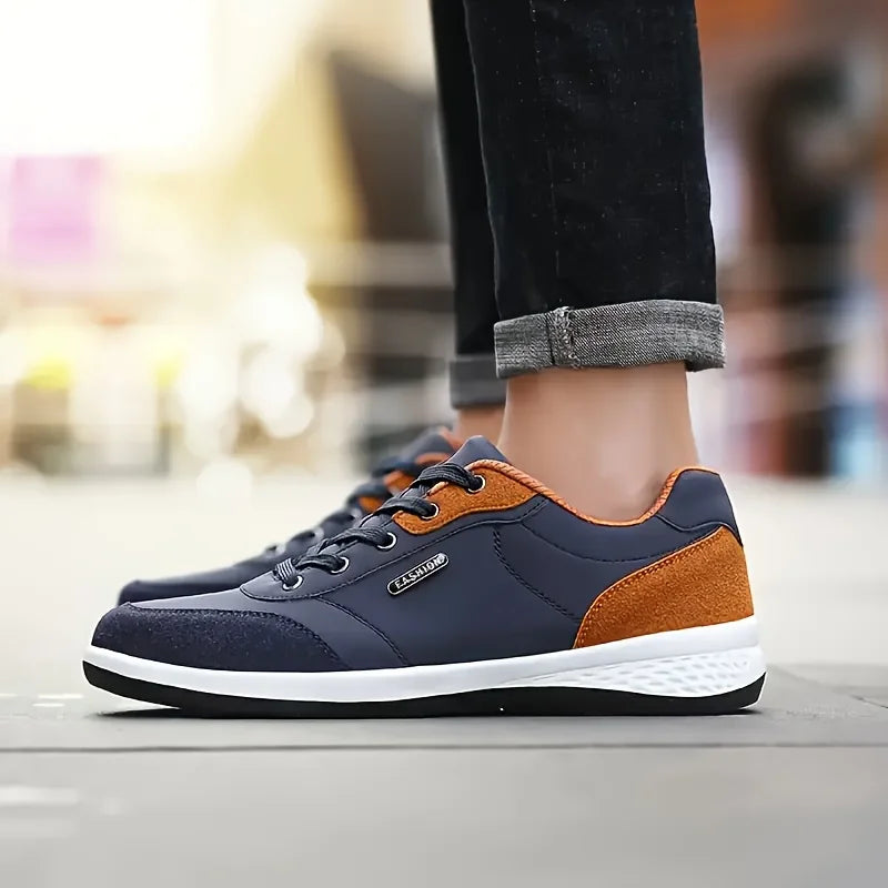 YRZL Men Shoes Spring Autumn Waterproof Walking Sneakers Leisure Male Leather Sports Shoes Non-Slip Footwear Tennis for Men