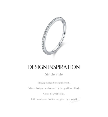 MODIAN Simple Eternity Moissanite Ring 925 Sterling Silver Sparkling Simple Thin Wedding Band Rings For Women Fine Jewelry