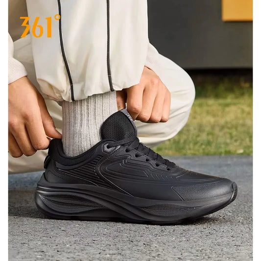 361 Degrees Men Running Shoe Leather All-Weather Protection Shock Absorption Casual Versatile Stable Male Sneaker 672532228