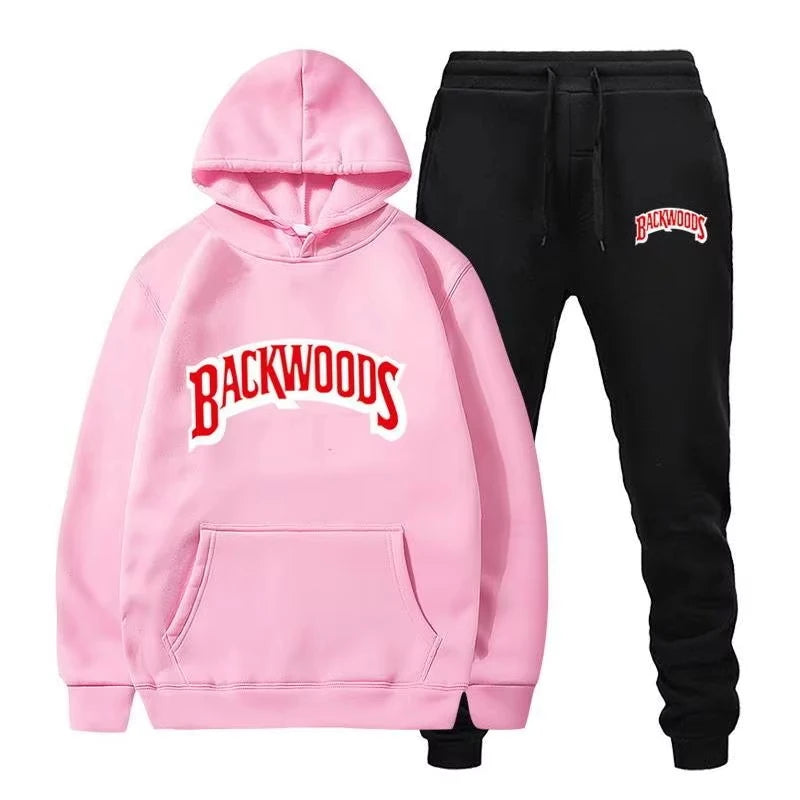 Winter Hoodie Sets Men Fashion Fleece Red Hoodies Black Brand Pants Casual Jogger Suit Tracksuit Sweatshirt Woman Pullover