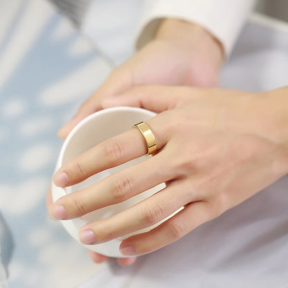 Basic 2/4/6 MM Wide Wedding Couple Ring for Women Men, PVD Gold Color Geometric Engagement Rings Finger Bands Jewelry