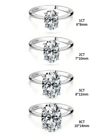 925 Sterling Silve 1-8CT Zircon Gorgeous Shiny Oval Stone Ring For Women Engagement Wedding Luxury High Quality Fine Jewelry