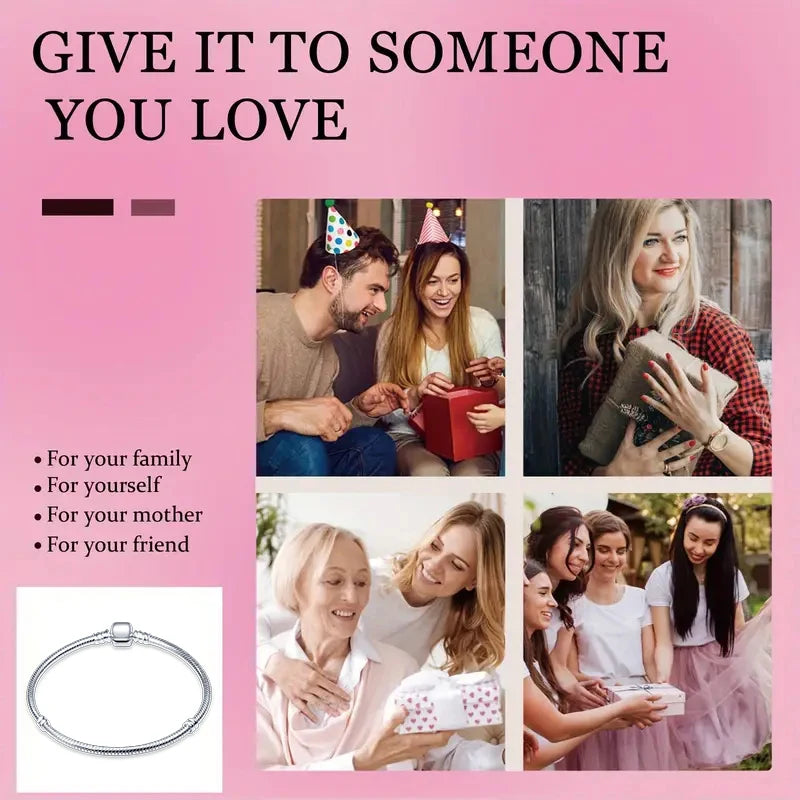 New in Original 925 Silver Snake Chain Bracelet Fits 3mm Original Charm Bead For Women Heart Bracelets Jewelry Gifts Hot