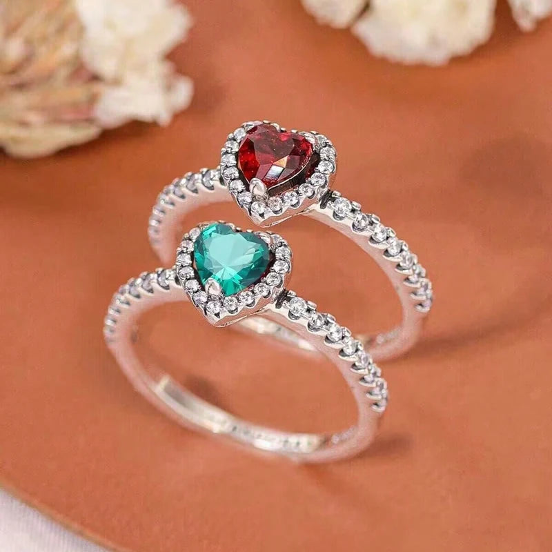 Gorgeous Zircon Shiny Love Heart Ring for Women Engagement Wedding Real 925 Sterling Silver Luxury High Quality Fine Jewelry
