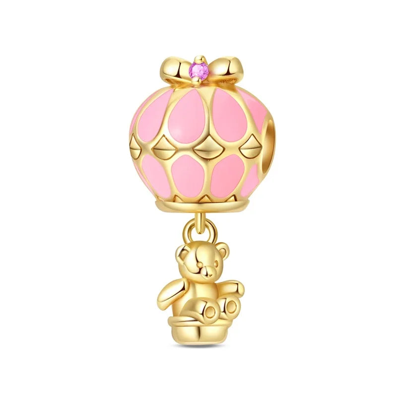Gold Series 925 Sterling Silver Firefly Leopard Seahorse Crystal Ball Flower Charm Fit DIY Bracelet Necklace Boutique Party Gift