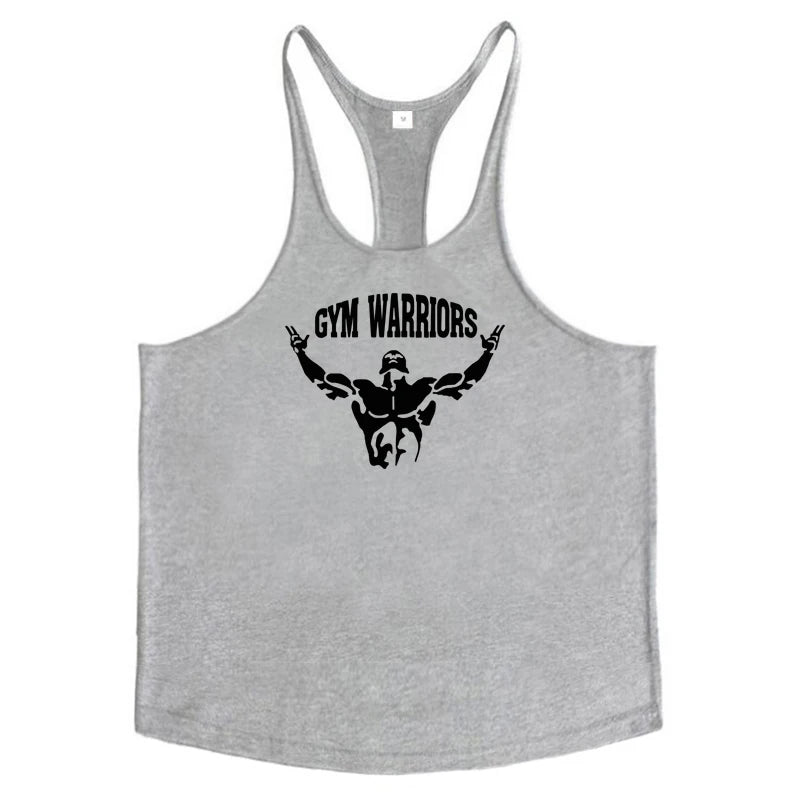 Men's Cotton Gym Warriors Tank Tops Running Vests Y-Back Bodybuilding Sleeveless Shirt Muscle Workout Athletic Fitness Singlets