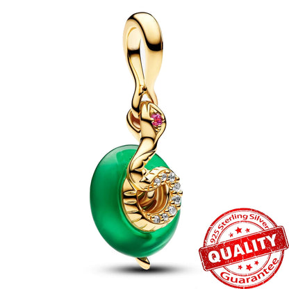 Gold Series 925 Sterling Silver Firefly Leopard Seahorse Crystal Ball Flower Charm Fit DIY Bracelet Necklace Boutique Party Gift