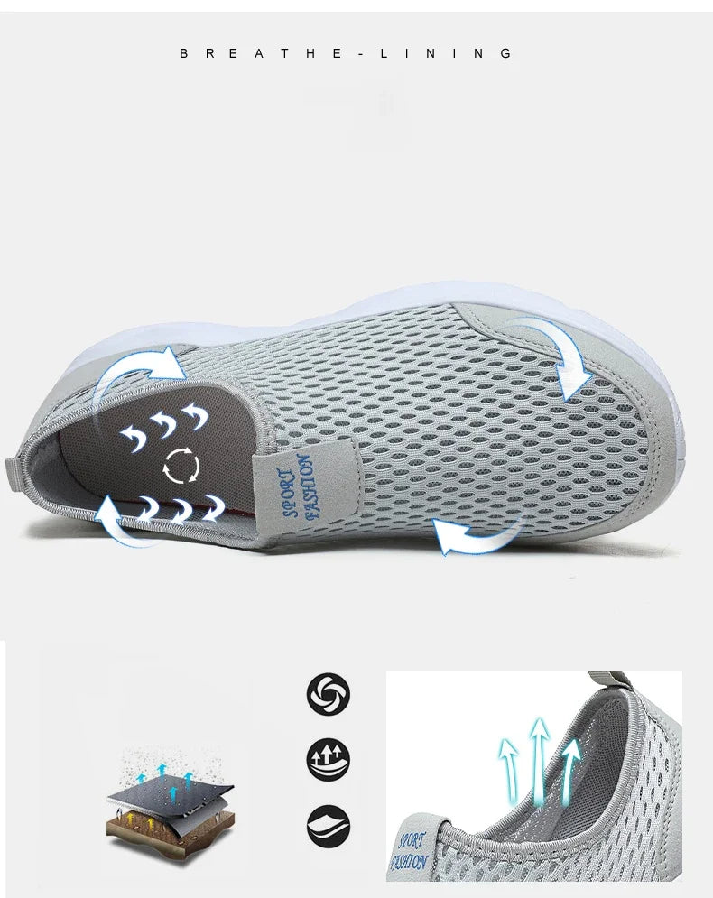 Men's Sneakers Breathable Mesh Men Casual Shoes Outdoor Non-Slip Big Size Loafers Walking Lightweight Male Tennis Shoes