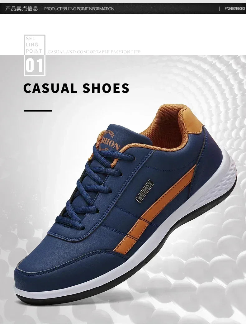 Shoes for Lace Up Footwear Vulcanized Men Leather Sneaker Waterproof Casual Comfortable Men's Sneaker Man Shoe Masculino