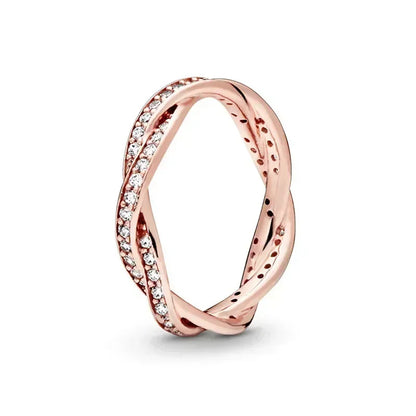 Hot selling 925 sterling silver rose gold ring high-quality luxury sparkling crystal ring women's jewelry exquisite holiday gift