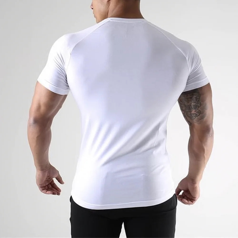 2 Pcs Men Compression Sport T Shirt Short Sleeve Training Fitness Top Tee Man Quick Dry Running Sport T Shirts