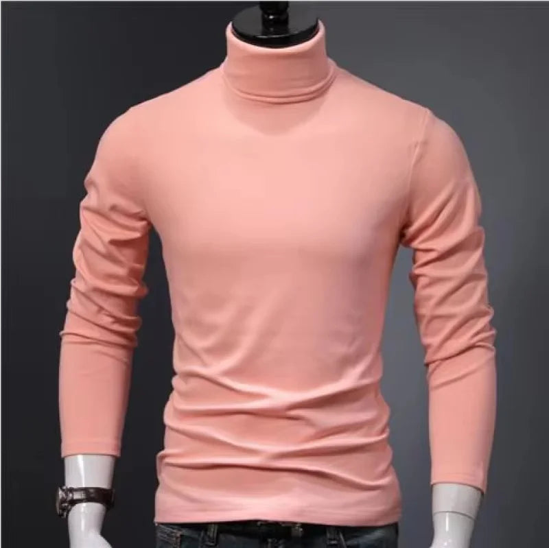 Winter Mens Turtleneck Sweaters Casual Thermal Long Sleeve Slim Fit Pullovers Stretch Basic Tops Sweatshirt Jumper Autumn TShirt