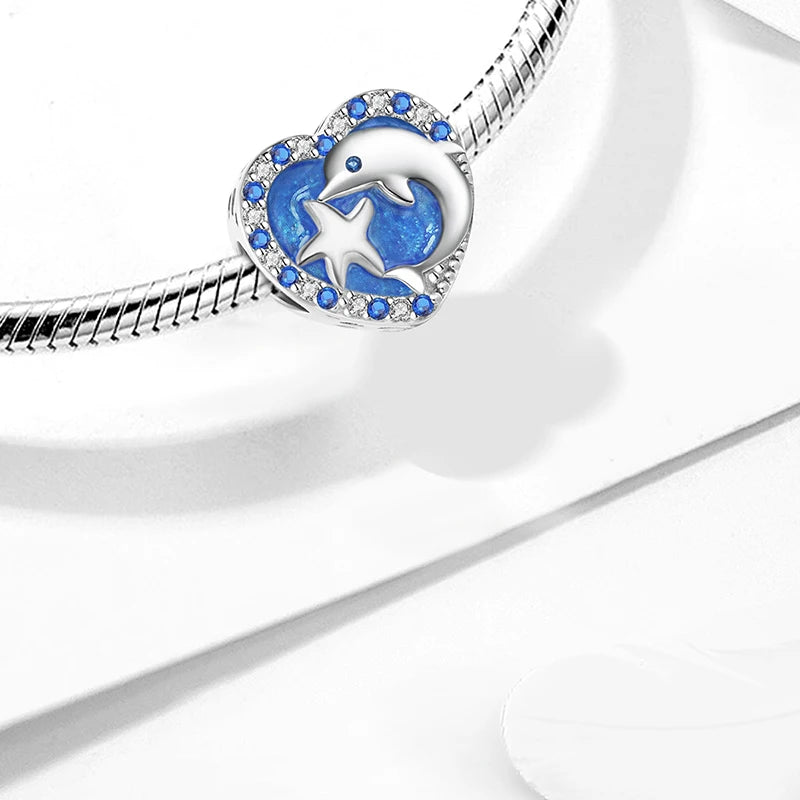 925 Sterling Silver Cute Butterfly Elephant Blue Series Charms Beads Fit Original Pan Bracelet Bangle High Quality DIY Jewelry