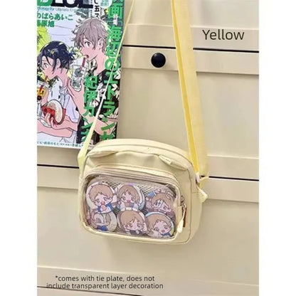 Y2K Japanese Harajuku School Bags for Girls New Transparent Itabag Shoulder Crossbody Bag DIY Badges Display Plate Ita Bag