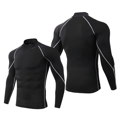 Sport T-shirt Men Compression Running Shirt Elastic Long Sleeve Fitness Athletic Top Gym Workout Undershirt Sportwear