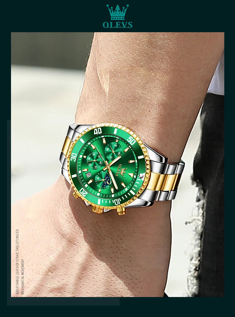 OLEVS Watches For Men Classic with Date Dress Luxury Big Face Waterproof Luminous Men's Wrist Watch Stainless Steel Men Watch