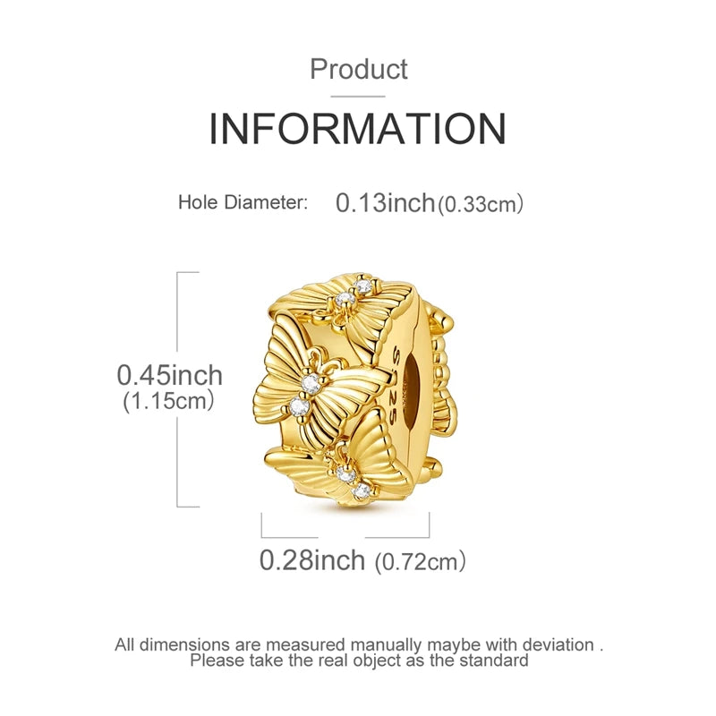 Gold Series 925 Sterling Silver Firefly Leopard Seahorse Crystal Ball Flower Charm Fit DIY Bracelet Necklace Boutique Party Gift