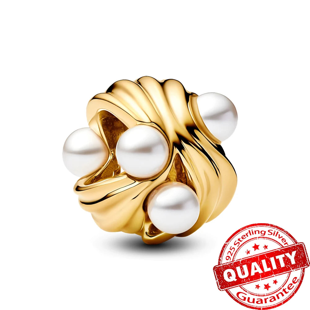 Gold Series 925 Sterling Silver Firefly Leopard Seahorse Crystal Ball Flower Charm Fit DIY Bracelet Necklace Boutique Party Gift