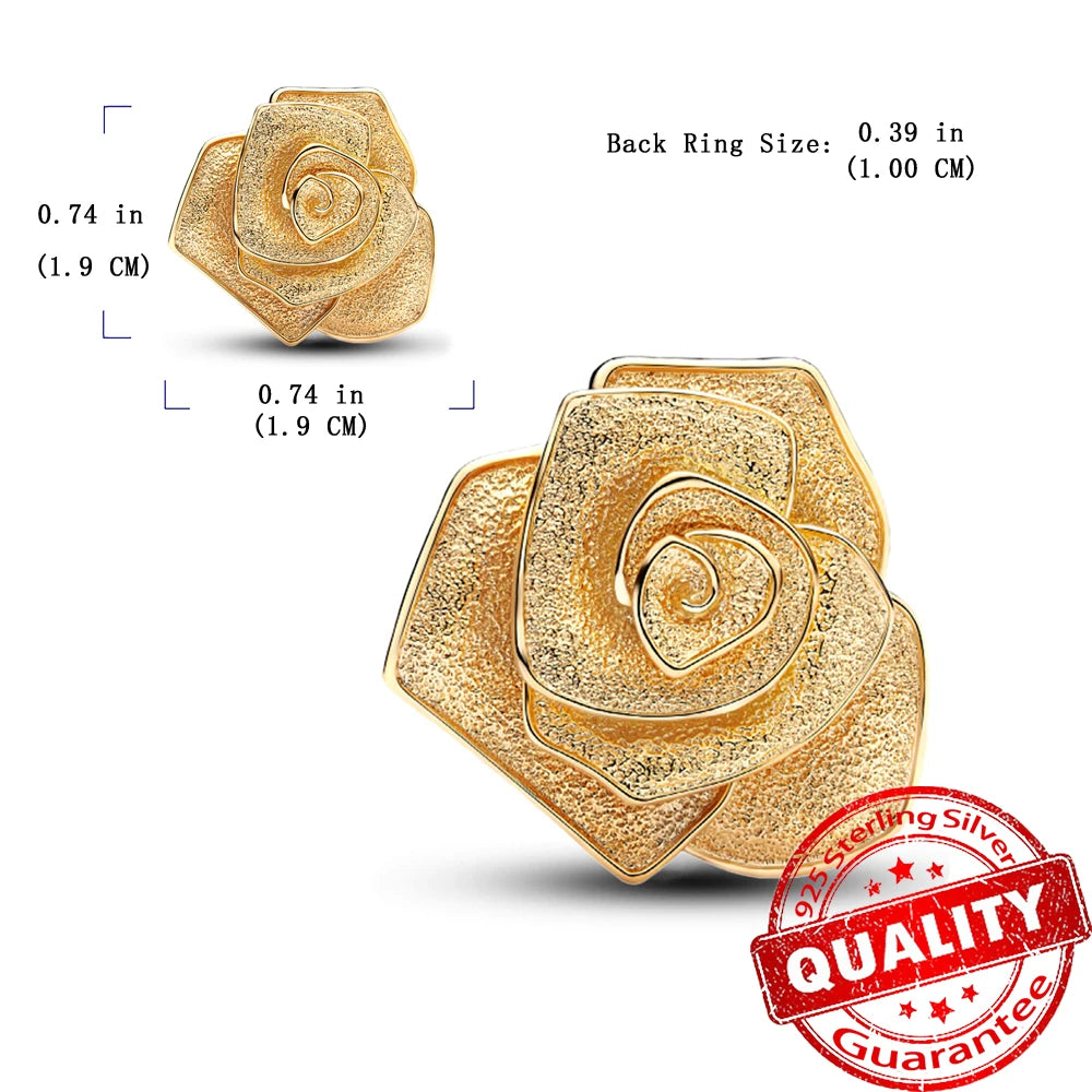 Gold Series 925 Sterling Silver Firefly Leopard Seahorse Crystal Ball Flower Charm Fit DIY Bracelet Necklace Boutique Party Gift