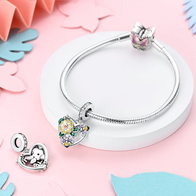 Fit Original Bracelet Silver Plated Cat Moon Shape Stars Love Charms Pendants For Women Jewelry Making Gift