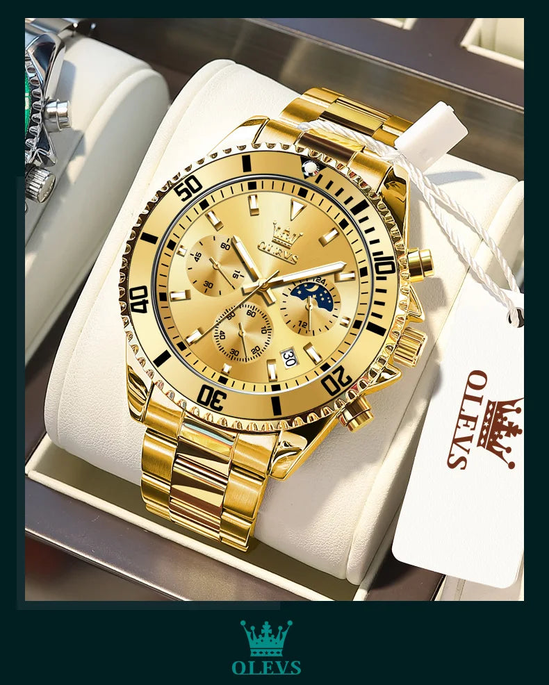 OLEVS Watches For Men Classic with Date Dress Luxury Big Face Waterproof Luminous Men's Wrist Watch Stainless Steel Men Watch