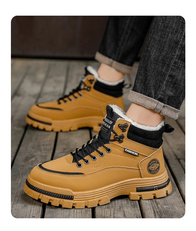 Men's comfortable casual versatile outdoor cotton shoes winter warm shoes plus size fashion youth non-slip soft-sole work shoes