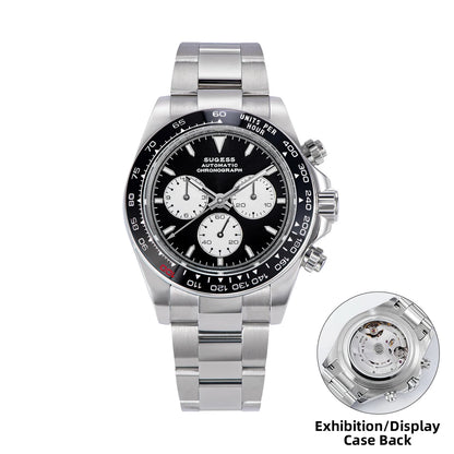 Sugess Diving Mens Watch Panda Automatic Mechanical Chronograph Peacock SL4801 Movement Wristwatch Waterproof Ceramic Bezel New