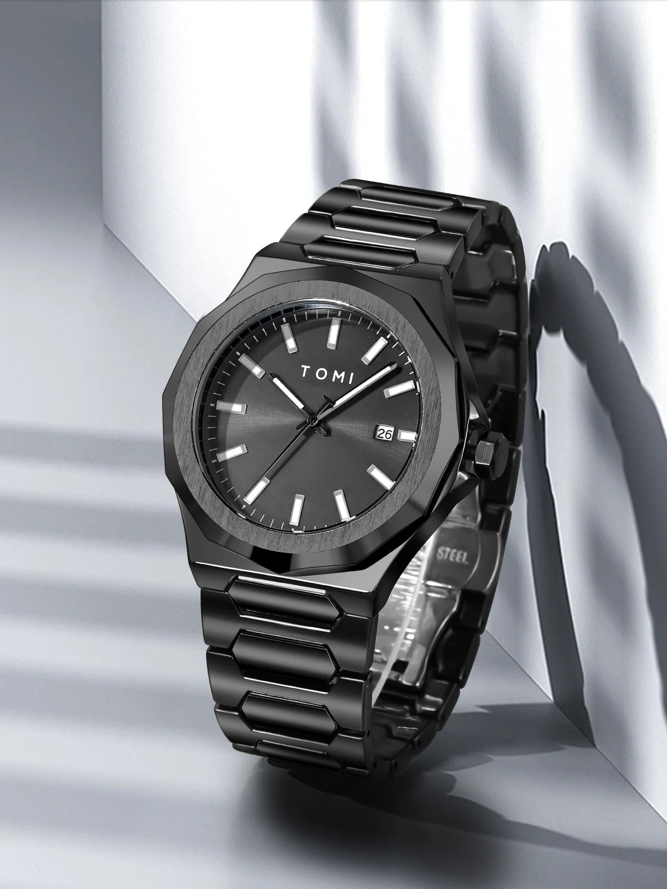 TOMI Luxury Business Men's Watch Gift Box Set High Quality Rose Gold Case Simple and Versatile Quartz Watch Relogio Masculino