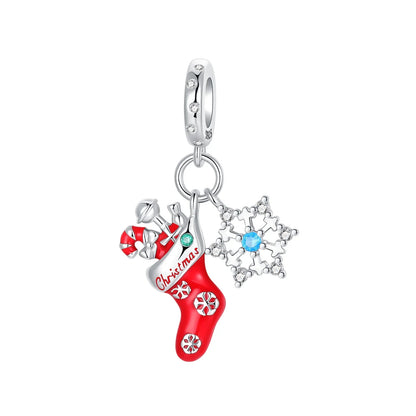Original 925 Sterling Silver Christmas Charms Santa Claus Reindeer Snowflake Beads Fit Necklace Bracelets DIY Gifts Fine Jewelry